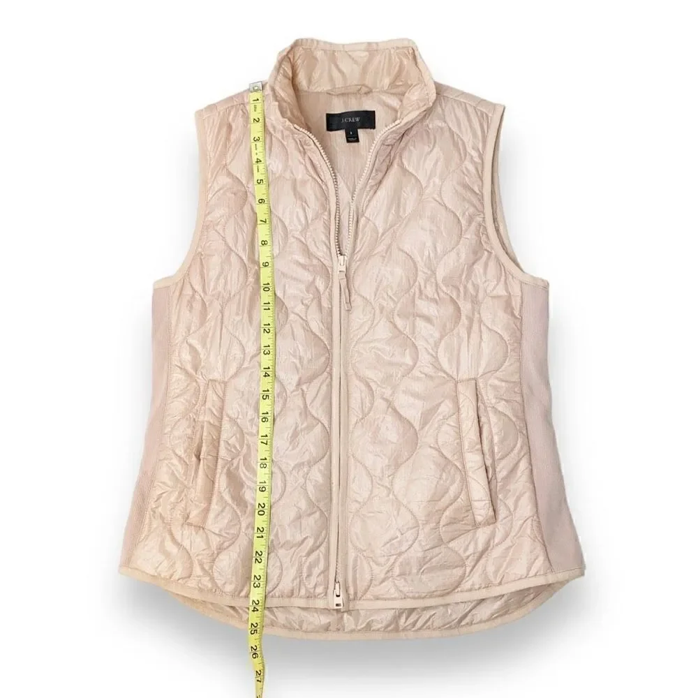 J. Crew Vest S Quilted Primaloft Pale Pink Full Zip Up Mock Neck Women’s Size S